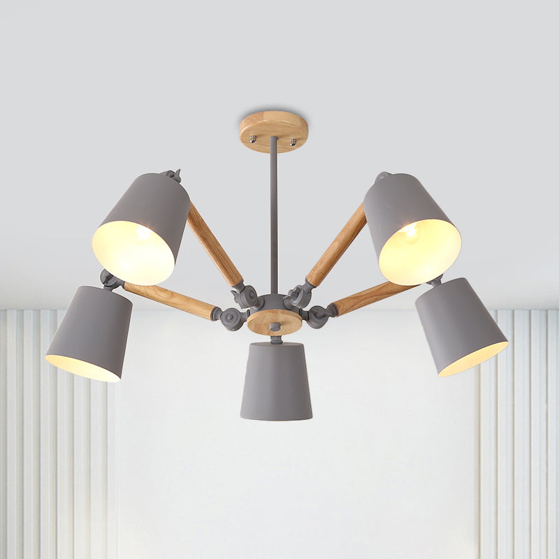 Macaron Wood Ceiling Light: Stylish Bedroom Chandelier for Girls with Adjustable Arm