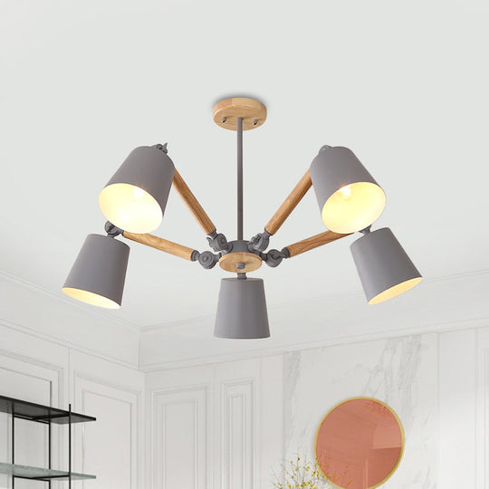 Macaron Wood Ceiling Light: Stylish Bedroom Chandelier for Girls with Adjustable Arm