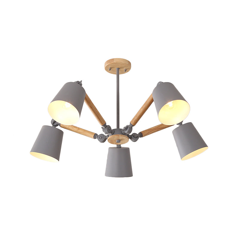Macaron Wood Ceiling Light: Stylish Bedroom Chandelier for Girls with Adjustable Arm