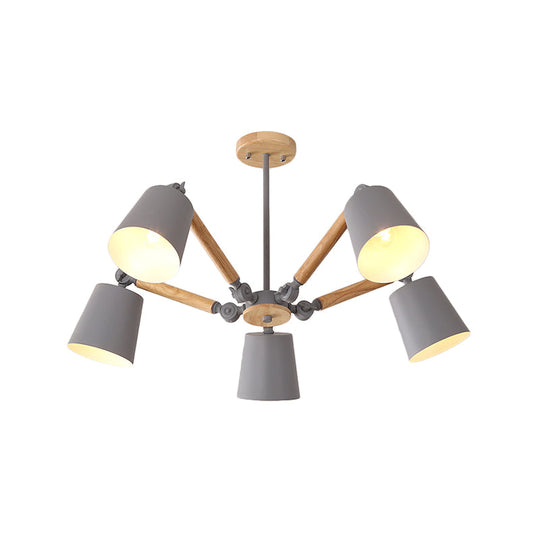 Macaron Wood Ceiling Light: Stylish Bedroom Chandelier for Girls with Adjustable Arm