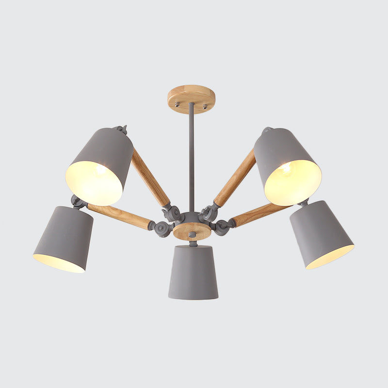 Macaron Wood Ceiling Light: Stylish Bedroom Chandelier for Girls with Adjustable Arm
