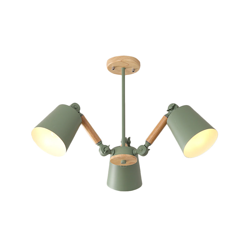 Macaron Wood Ceiling Light: Stylish Bedroom Chandelier for Girls with Adjustable Arm