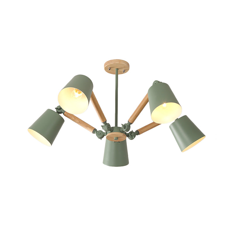 Macaron Wood Ceiling Light: Stylish Bedroom Chandelier for Girls with Adjustable Arm