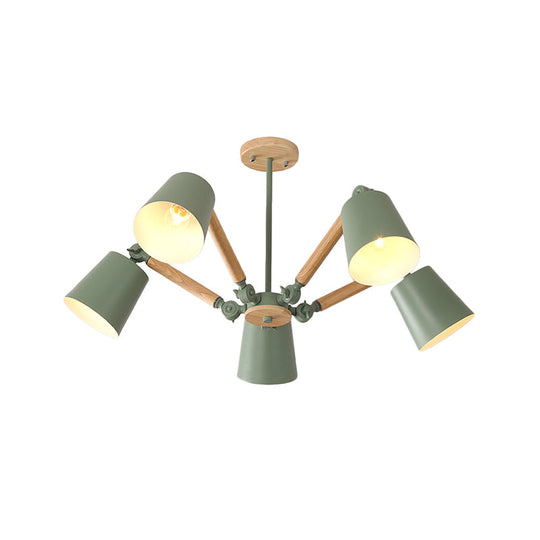 Macaron Wood Ceiling Light: Stylish Bedroom Chandelier for Girls with Adjustable Arm