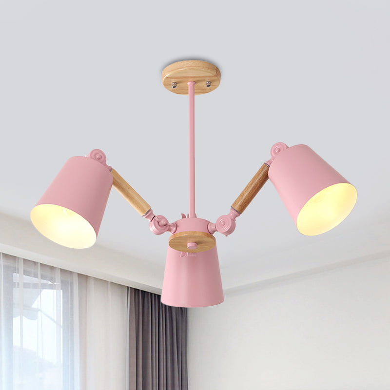 Macaron Wood Ceiling Light: Stylish Bedroom Chandelier for Girls with Adjustable Arm