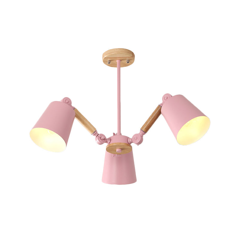 Macaron Wood Ceiling Light: Stylish Bedroom Chandelier for Girls with Adjustable Arm