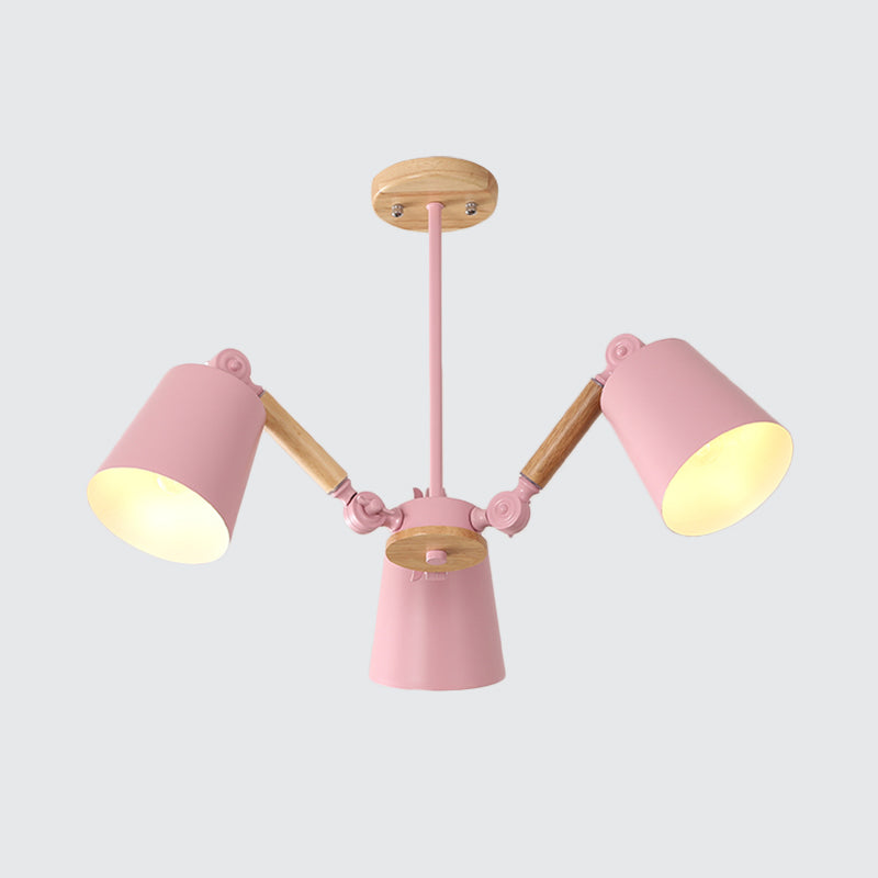 Macaron Wood Ceiling Light: Stylish Bedroom Chandelier for Girls with Adjustable Arm