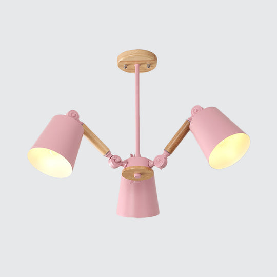 Macaron Wood Ceiling Light: Stylish Bedroom Chandelier for Girls with Adjustable Arm