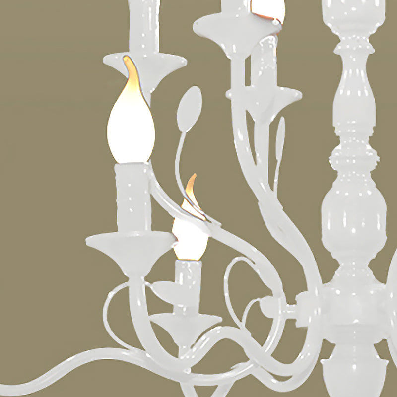 Traditional Metal 2-Tier Candle Chandelier - 10/12/16 Heads - White Pendant Lamp for Living Room Lighting