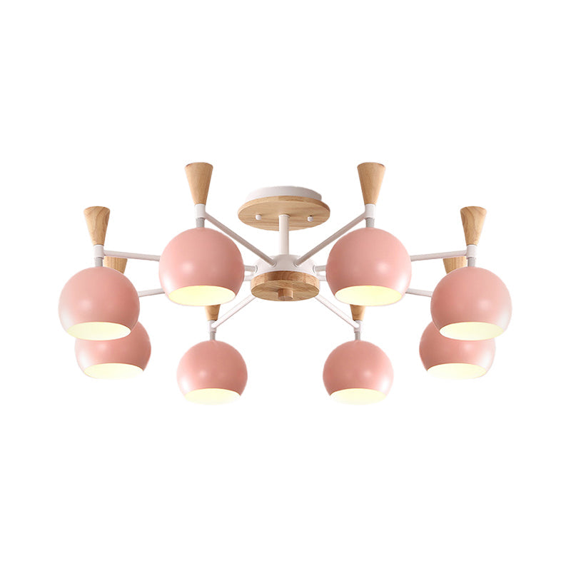 Kindergarten Metal Hanging Chandelier - Pastel Circle Design, 8 Bulbs Included