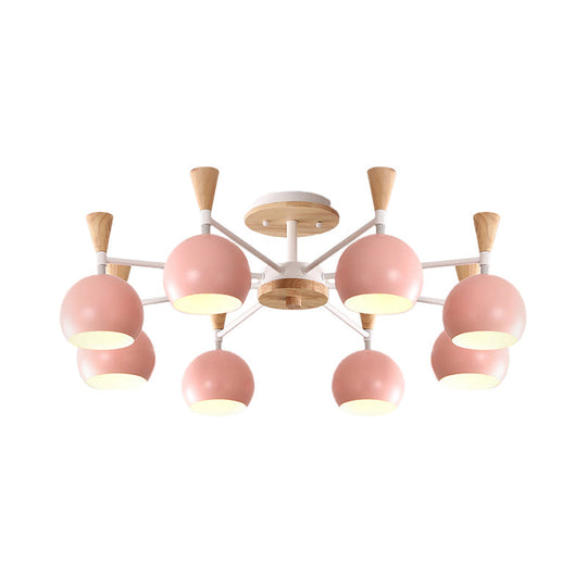 Kindergarten Metal Hanging Chandelier - Pastel Circle Design, 8 Bulbs Included