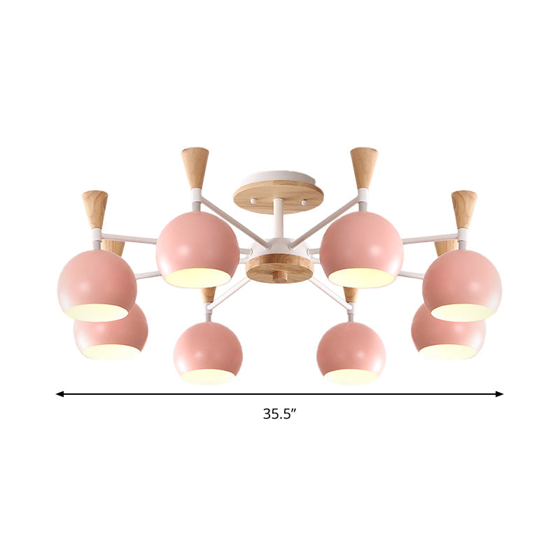 Kindergarten Metal Hanging Chandelier - Pastel Circle Design, 8 Bulbs Included