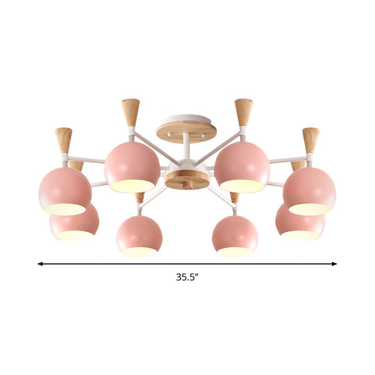 Kindergarten Metal Hanging Chandelier - Pastel Circle Design, 8 Bulbs Included