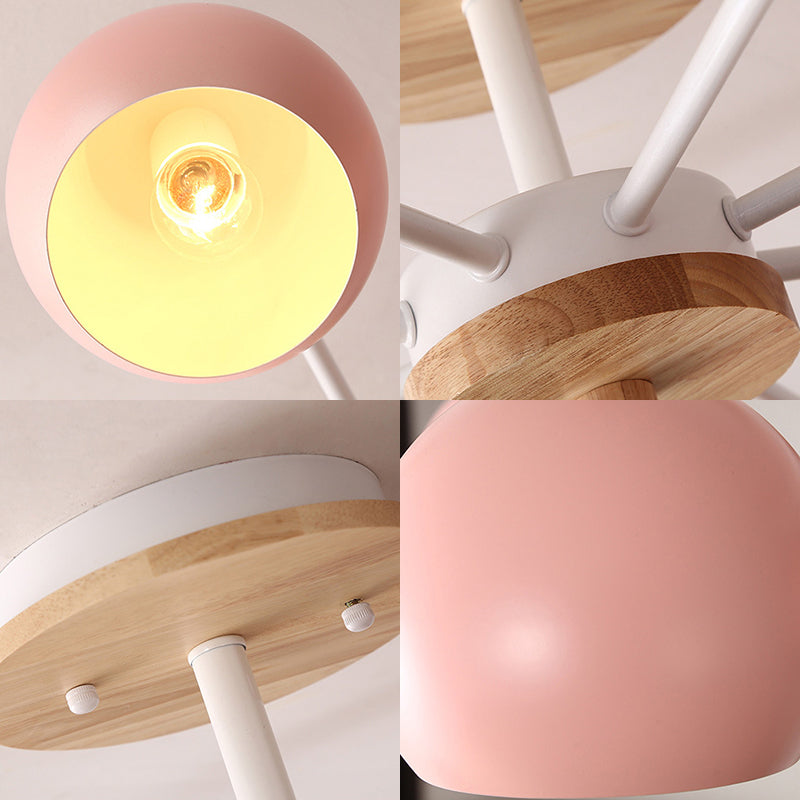 Kindergarten Metal Hanging Chandelier - Pastel Circle Design, 8 Bulbs Included