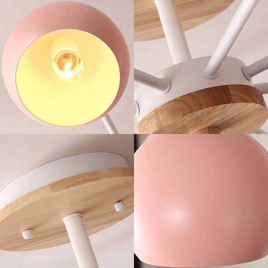 Kindergarten Metal Hanging Chandelier - Pastel Circle Design, 8 Bulbs Included