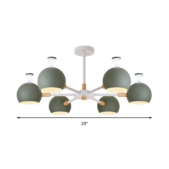 Art Deco Dome Pendant Chandelier - 6-Light Metal Hanging Light for Living Room