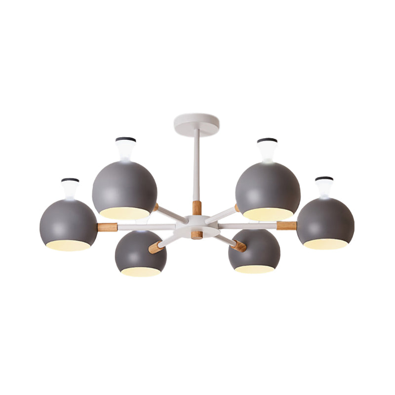 Art Deco Dome Pendant Chandelier - 6-Light Metal Hanging Light for Living Room