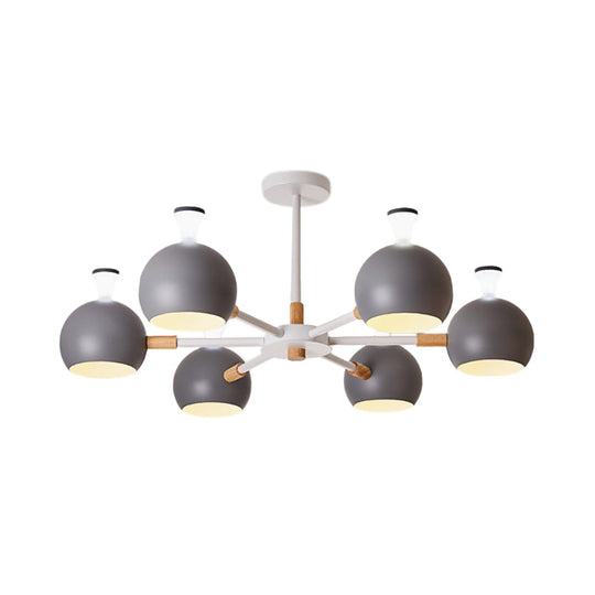 Art Deco Dome Pendant Chandelier - 6-Light Metal Hanging Light for Living Room