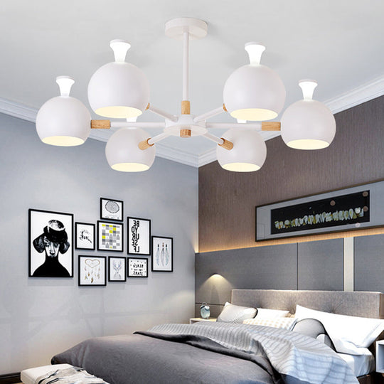 Art Deco Dome Pendant Chandelier - 6-Light Metal Hanging Light for Living Room