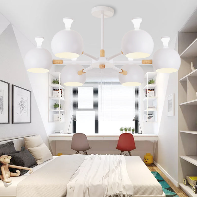 Art Deco Dome Pendant Chandelier - 6-Light Metal Hanging Light for Living Room