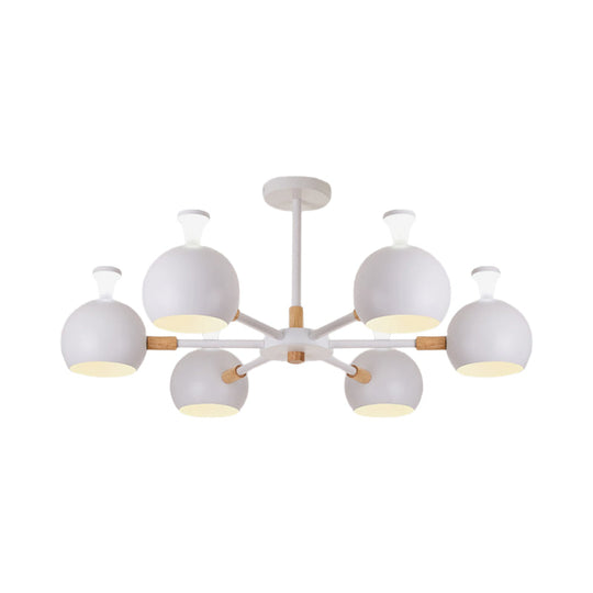 Art Deco Dome Pendant Chandelier - 6-Light Metal Hanging Light for Living Room