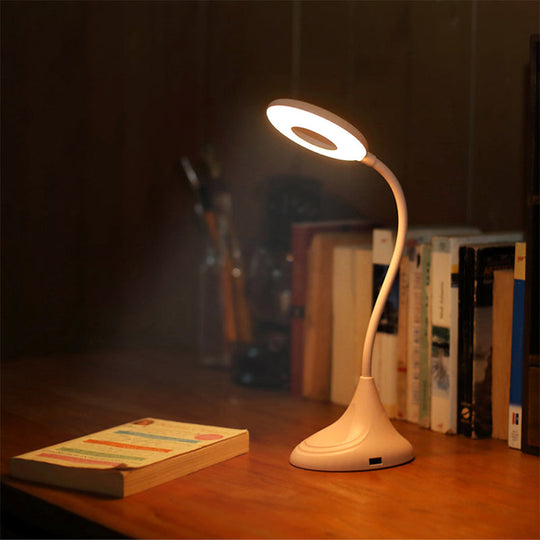 Modern LED Touch Desk Lamp - Blue/Pink/White Circular Design for Bedside Reading