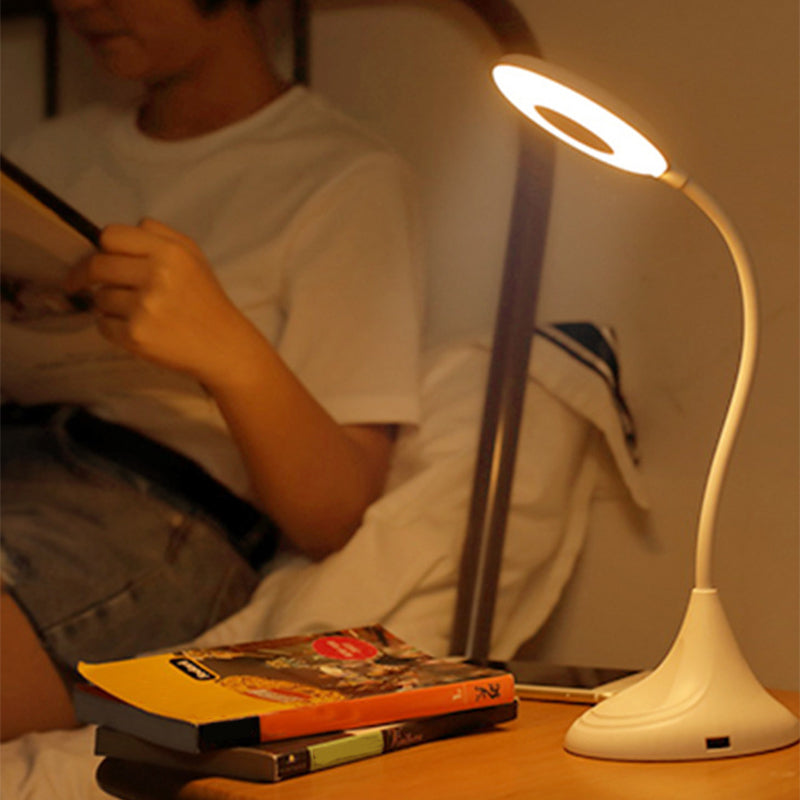 Modern LED Touch Desk Lamp - Blue/Pink/White Circular Design for Bedside Reading