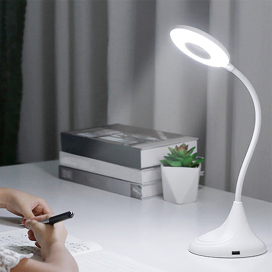 Modern LED Touch Desk Lamp - Blue/Pink/White Circular Design for Bedside Reading