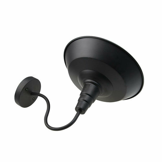 Black Finish Wall Mount Lamp with Gooseneck Arm - 1 Head Rural Iron Barn Light Fixture