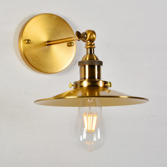 Industrial Metal Rotating Saucer Wall Light - Elegant Gold Finish - 1-Light Dining Room Fixture