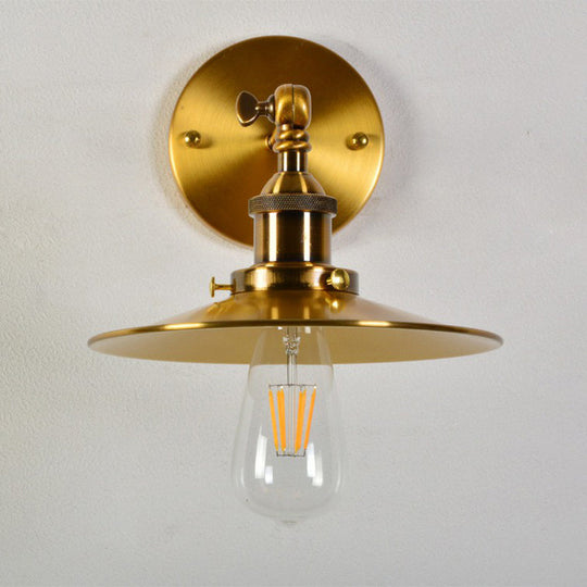 Industrial Metal Rotating Saucer Wall Light - Elegant Gold Finish - 1-Light Dining Room Fixture