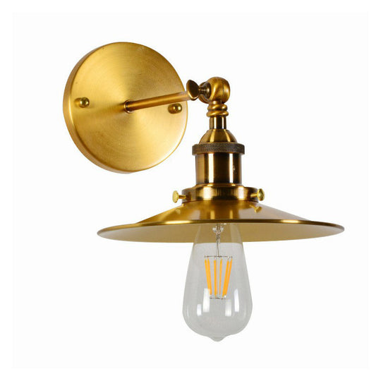 Industrial Metal Rotating Saucer Wall Light - Elegant Gold Finish - 1-Light Dining Room Fixture