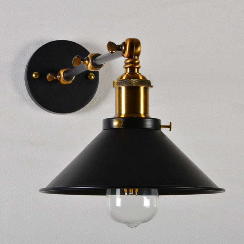 Modern Swing Arm Wall Lamp for Bedroom - Warehouse Black/White and Brass Iron, 8"+8"/12"+12" with 1 Bulb