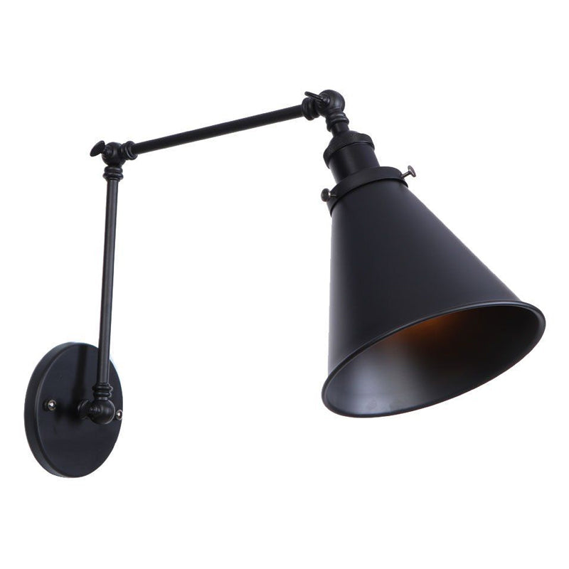 Farmhouse Trumpet Metal Wall Light with Adjustable Arm - Black Half-Head Wall Lighting Ideas