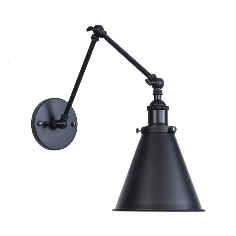 Farmhouse Trumpet Metal Wall Light with Adjustable Arm - Black Half-Head Wall Lighting Ideas