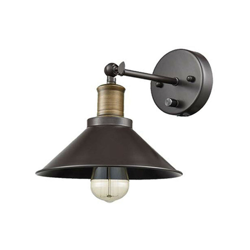 Industrial Swing Arm Wall Lamp Fixture - Conic Iron, 1/2-Head, Wall Mounted Lighting in Black for Living Room