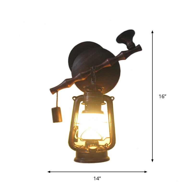 Vintage Opal Frosted Glass Wall Mount Lamp with Smoking Pipe Deco in Copper