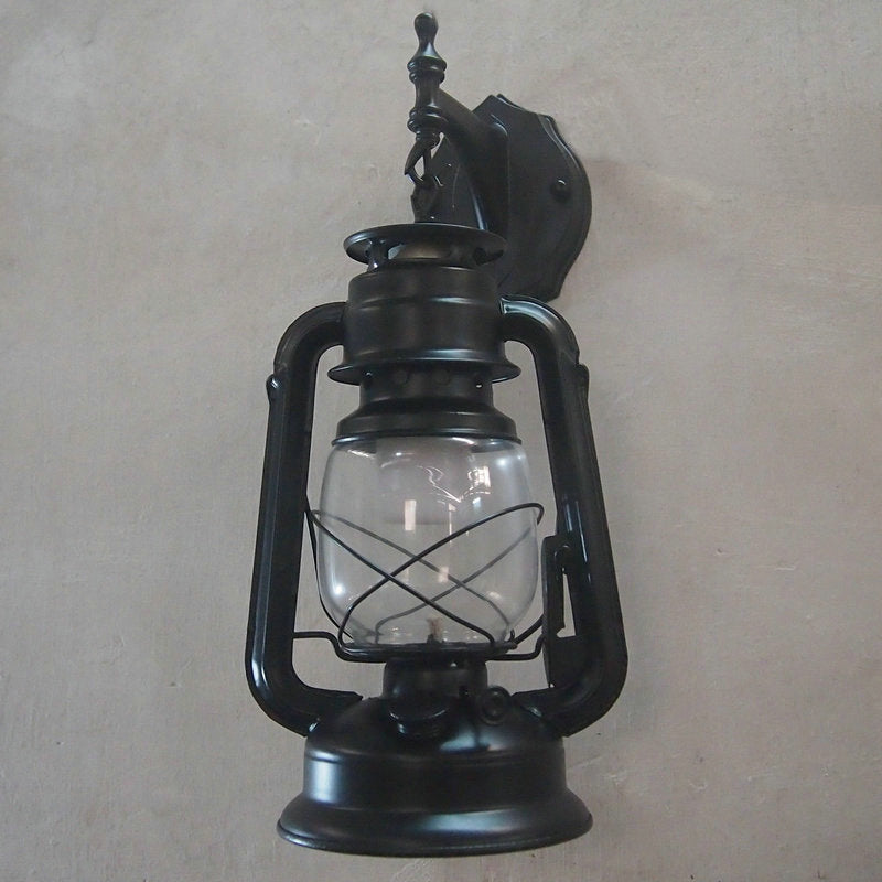 Bronze/Black Nautical Wall Light with Transparent Glass and Kerosene Style for Foyer Decoration