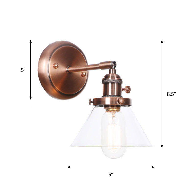 Iron Copper Finish Wall Light with Adjustable Arm and Conic/Diamond/Ball Shade - Single Factory Mount Reading Lamp