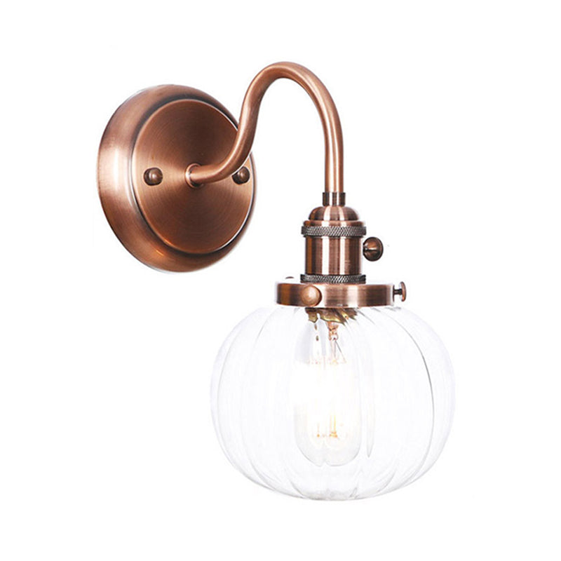Iron Copper Finish Wall Light with Adjustable Arm and Conic/Diamond/Ball Shade - Single Factory Mount Reading Lamp