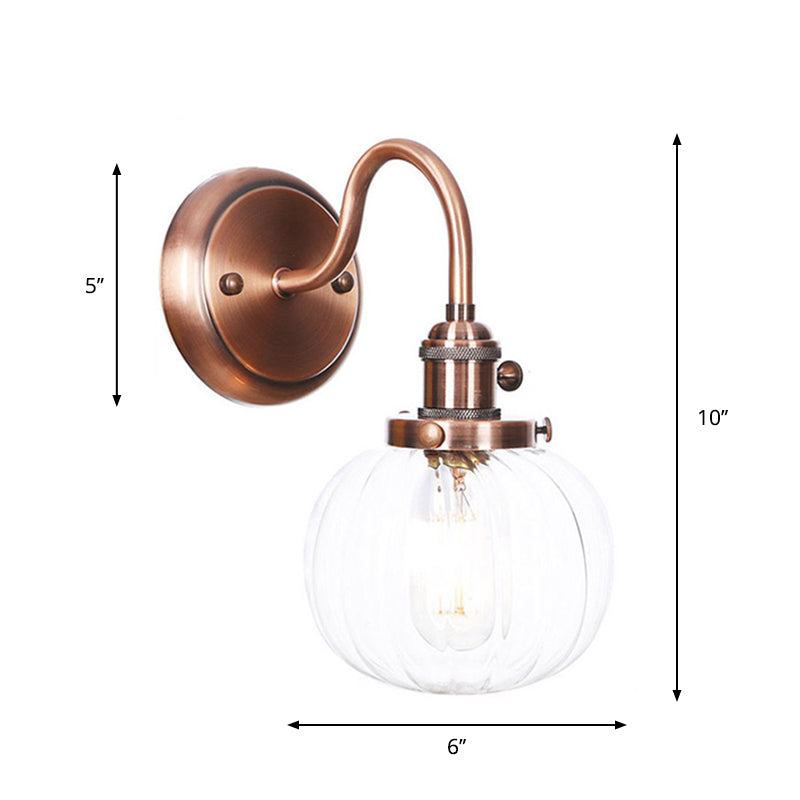 Iron Copper Finish Wall Light with Adjustable Arm and Conic/Diamond/Ball Shade - Single Factory Mount Reading Lamp