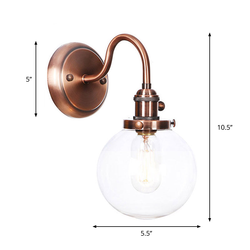 Iron Copper Finish Wall Light with Adjustable Arm and Conic/Diamond/Ball Shade - Single Factory Mount Reading Lamp