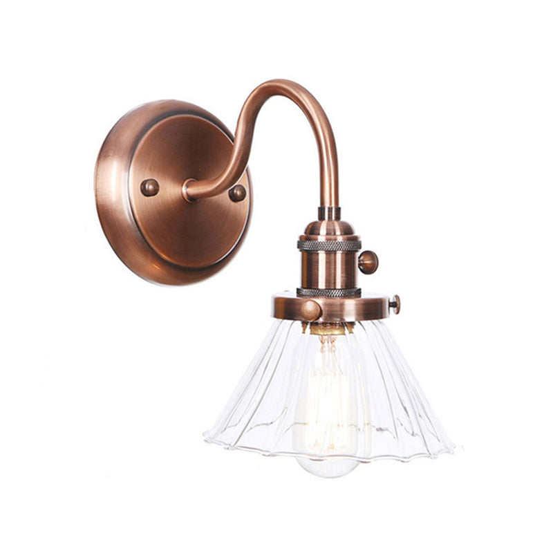 Iron Copper Finish Wall Light with Adjustable Arm and Conic/Diamond/Ball Shade - Single Factory Mount Reading Lamp