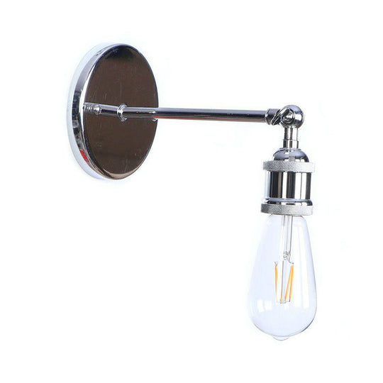 Industrial Iron Swivel Wall Lamp with Chrome Finish - 1-Light Cone/Saucer/Shadeless Design for Reading