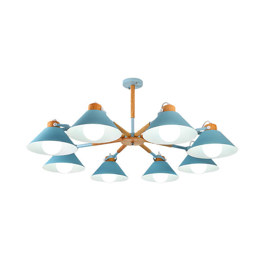 Contemporary Metal Hanging Chandelier with 8 Bulb Modern Coolie Shade - Perfect for Dining Room