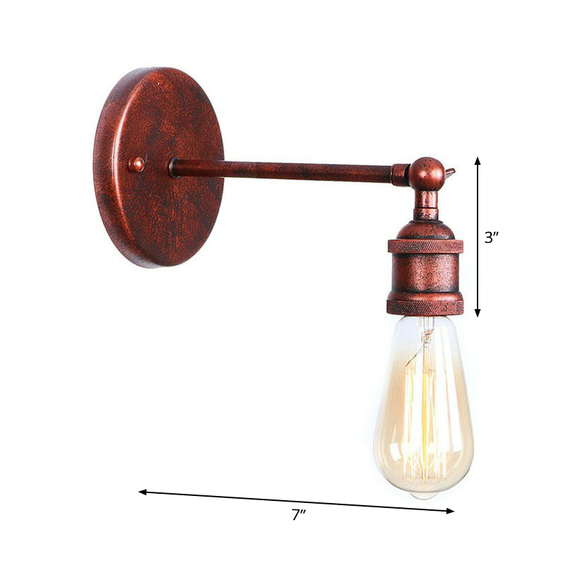 Farmhouse Rust Mesh Wall Lamp with Rotating Single-Bulb: Bowl, Cone, or Horn Design - Living Room Lighting Fixture