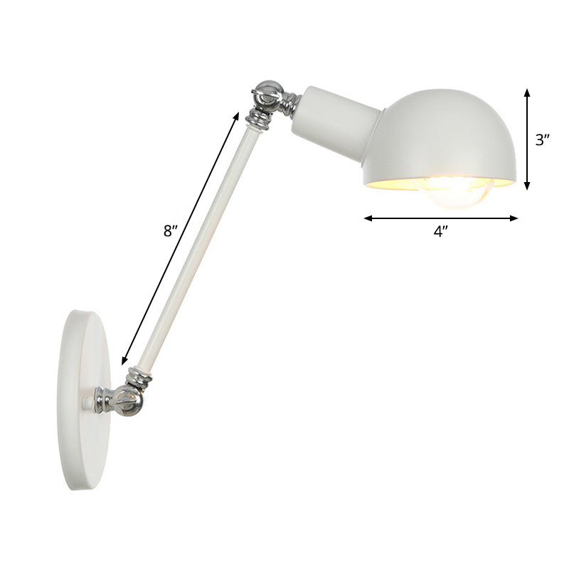 Iron Wall Mount Task Light with Swing Arm and Dome Shade - Industrial Style (8" or 12" Wide)