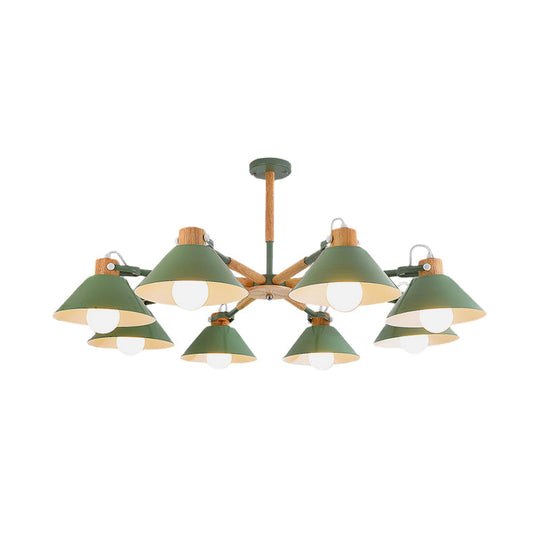 Contemporary Metal Hanging Chandelier with 8 Bulb Modern Coolie Shade - Perfect for Dining Room