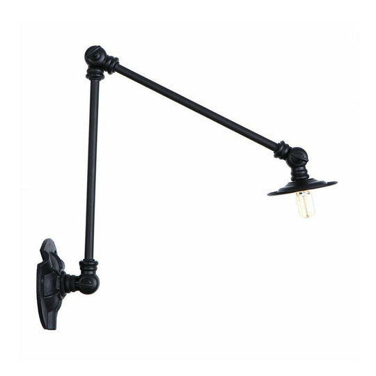 Adjustable 2-Arm Wall Light with Studio Task Lamp in Black, Various Length Options