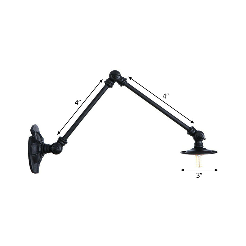 Adjustable 2-Arm Wall Light with Studio Task Lamp in Black, Various Length Options